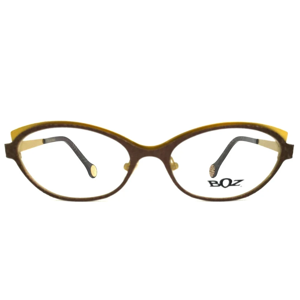 BOZ Eyeglasses Frames VISTA 9252 Brown Yellow Cat Eye Full Rim 52-17-140